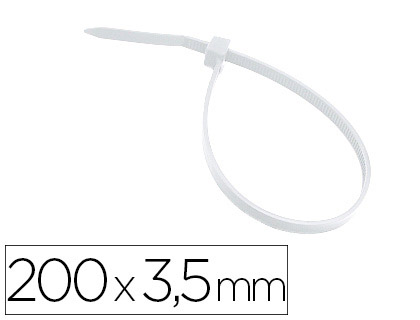 100 bridas 3M blancas para interior  200x3,5 mm.